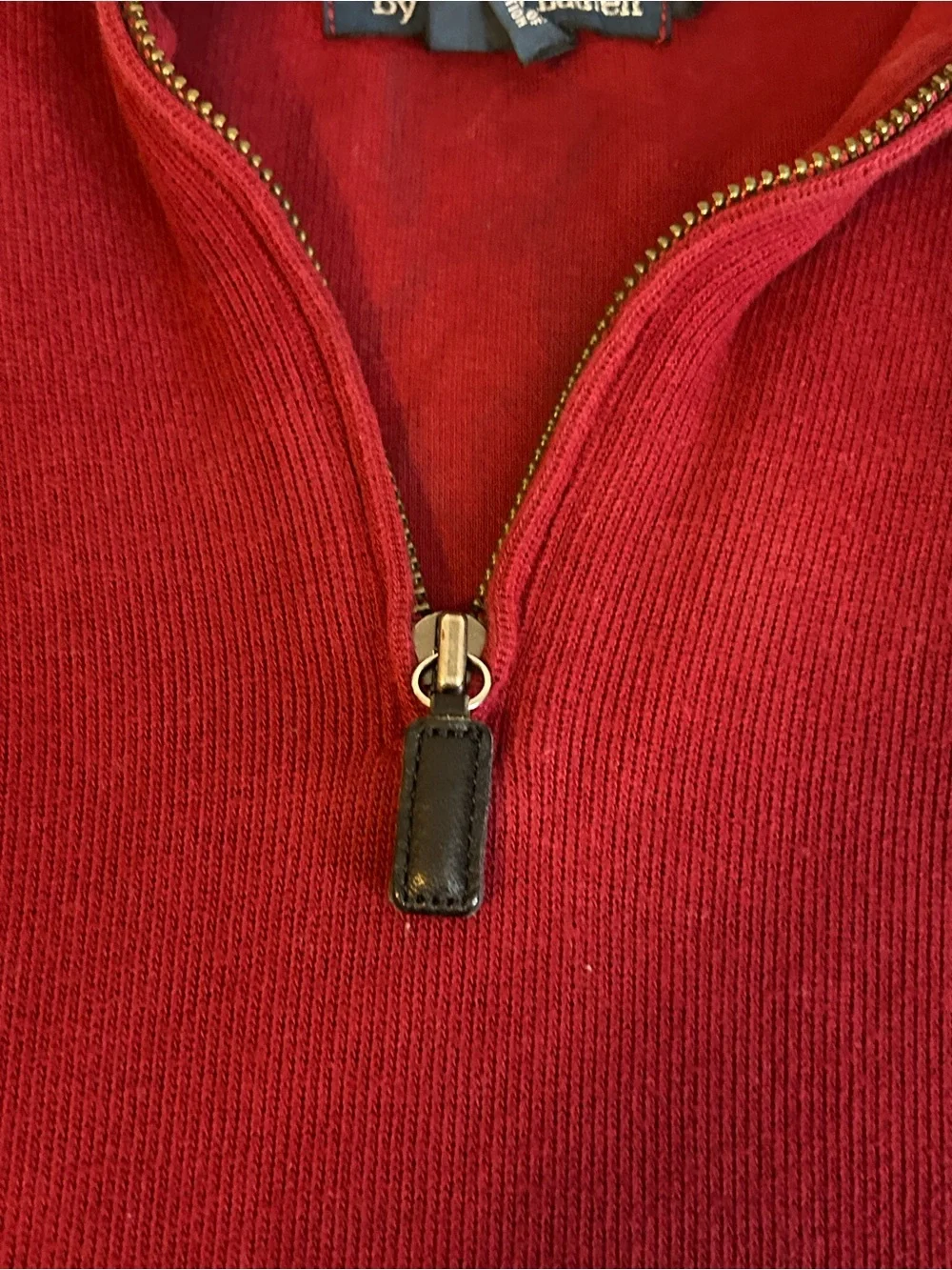 Ralph Lauren Red Quarter-Zip Pullover Sweater with pony logo